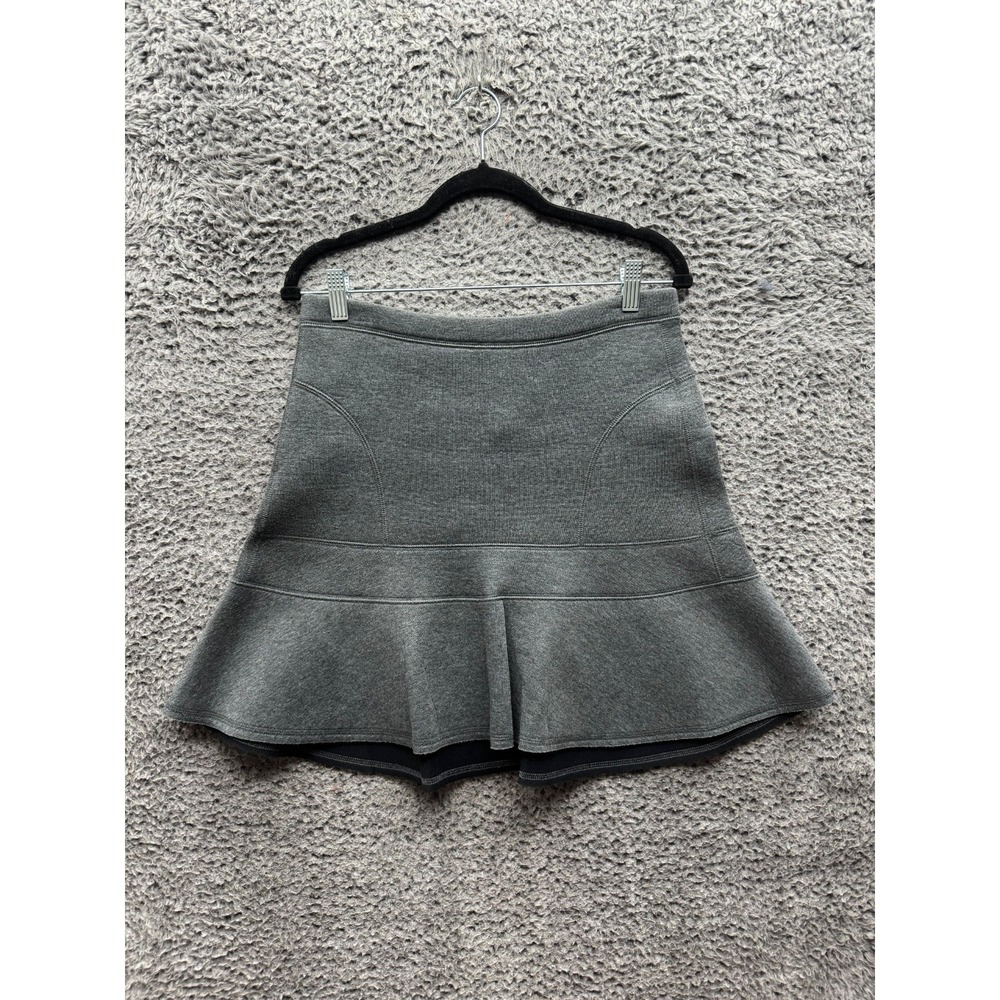 J. Crew Cotton-Blend Scuba Knit Ruffled Mini Skirt Gray Womens‎ Size S